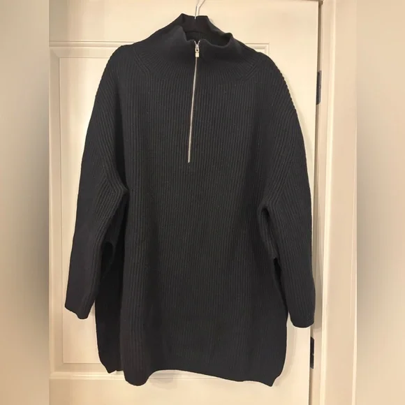 Toteme Ribbed Wool Mock Neck Sweater in Black Size S - Picture 4 of 8